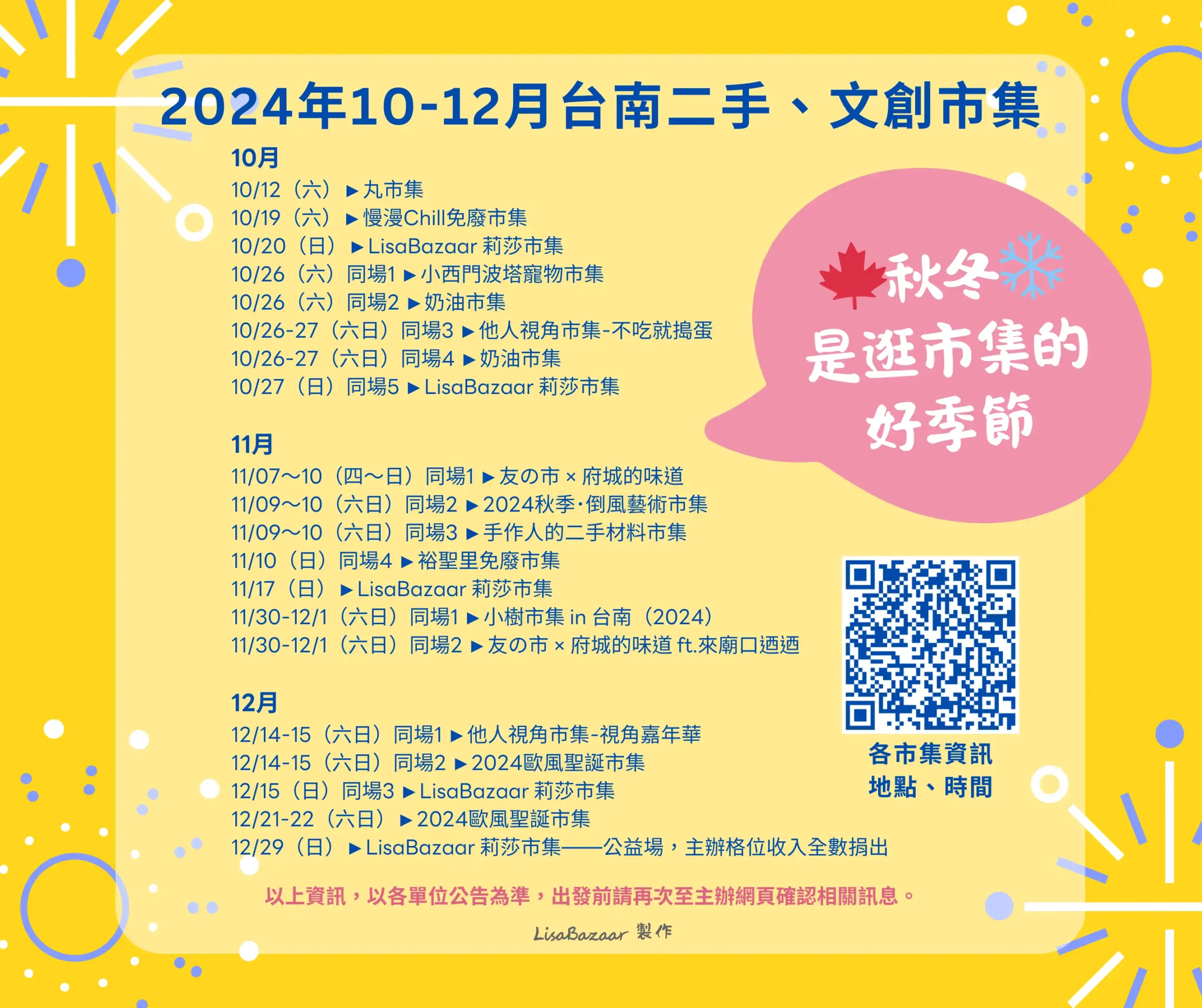 2024年10-12月台南二手、文創市集 @莉莎市集